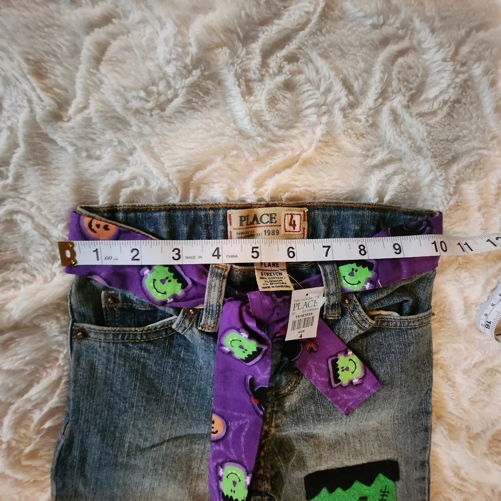 CHILDREN'S PLACE HALLOWEEN GIRL'S FALL JEANS FRANKENSTEIN FLARE DENIM S…